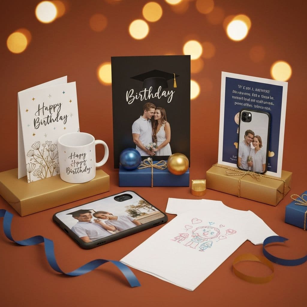 Collection of personalized gift sets for birthdays, graduations, and special occasions