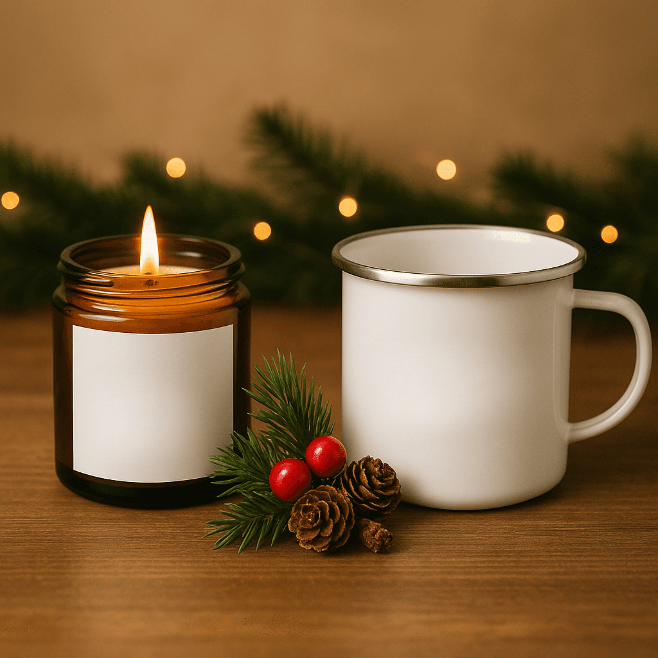4oz Amber Candle & Enamel Camping Mug Gift Set