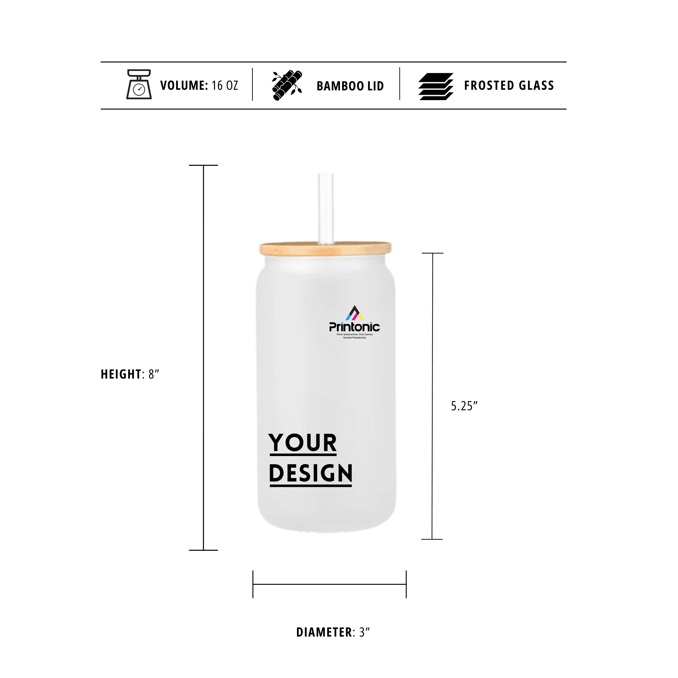 Frosted Glass Coffee Tumbler, 16oz