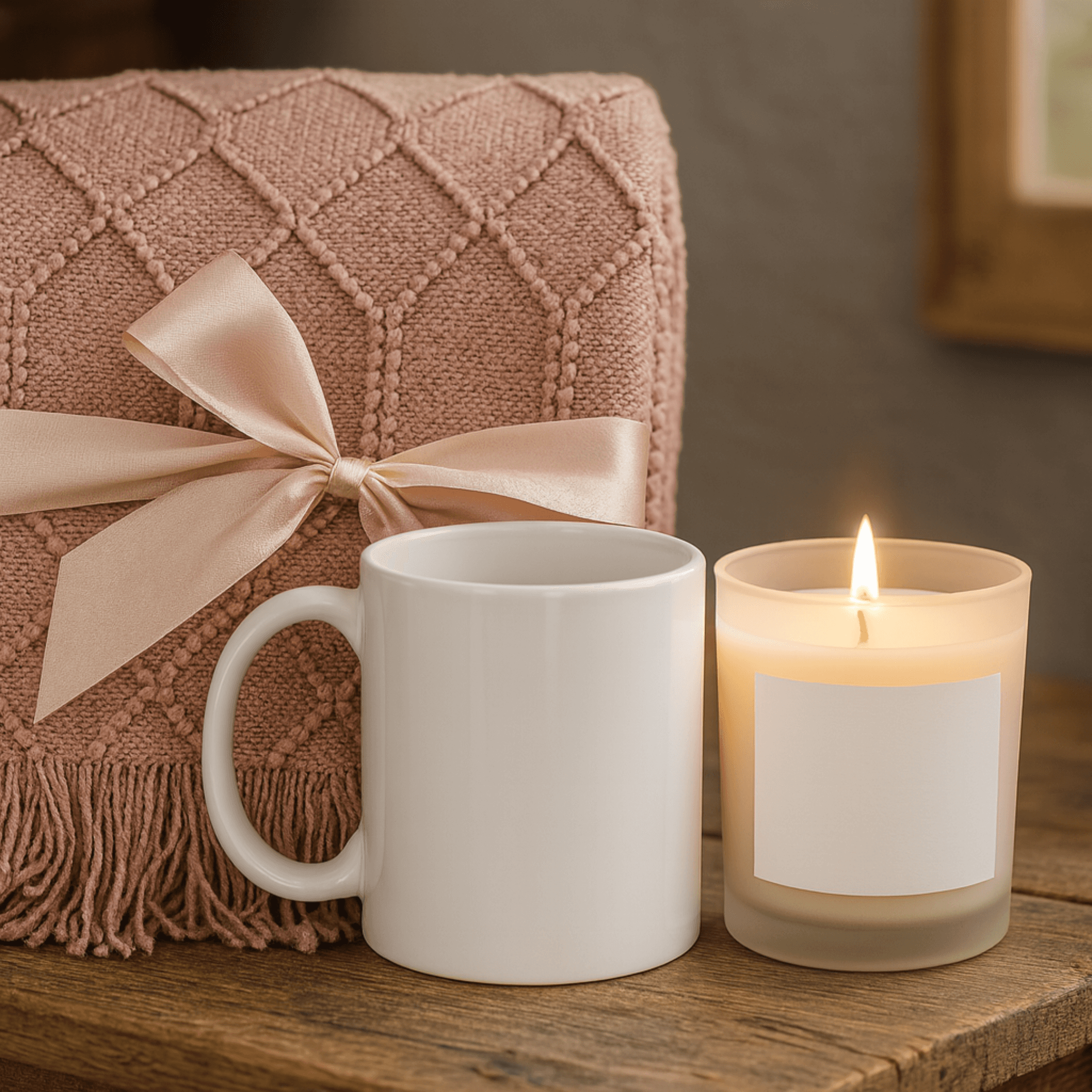 11oz Candle with Mug & Blanket Gift Set