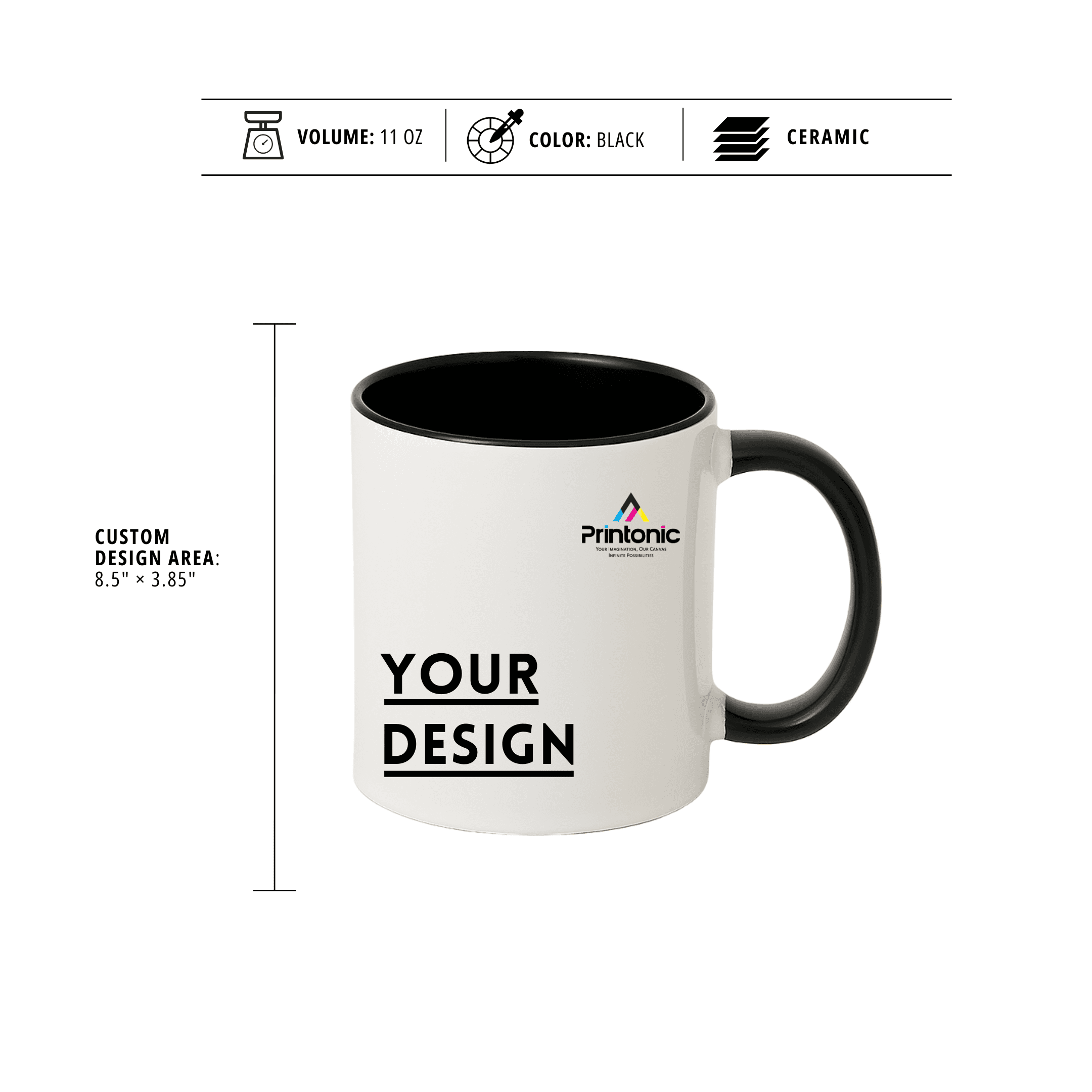 Two-Tone Ceramic Mug, 11oz