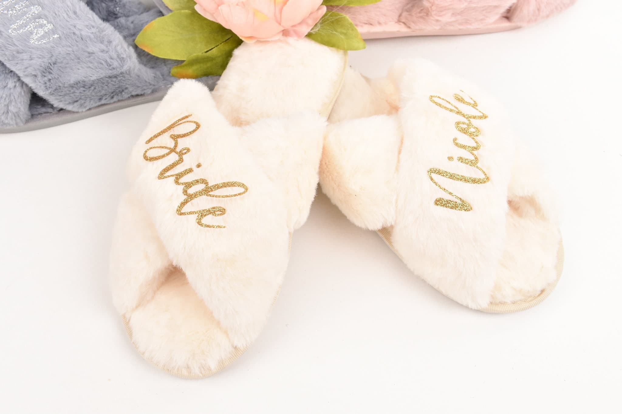 Personalized Glitter Bridal Slippers