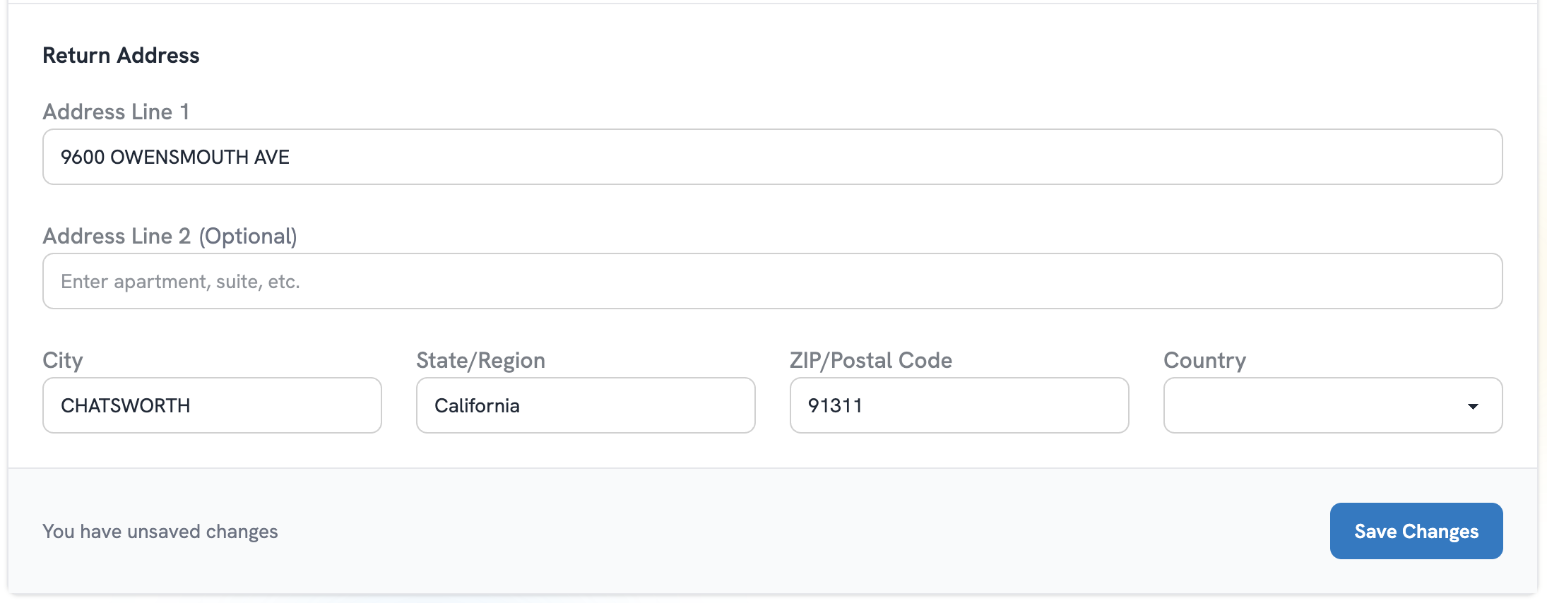Custom Return Address