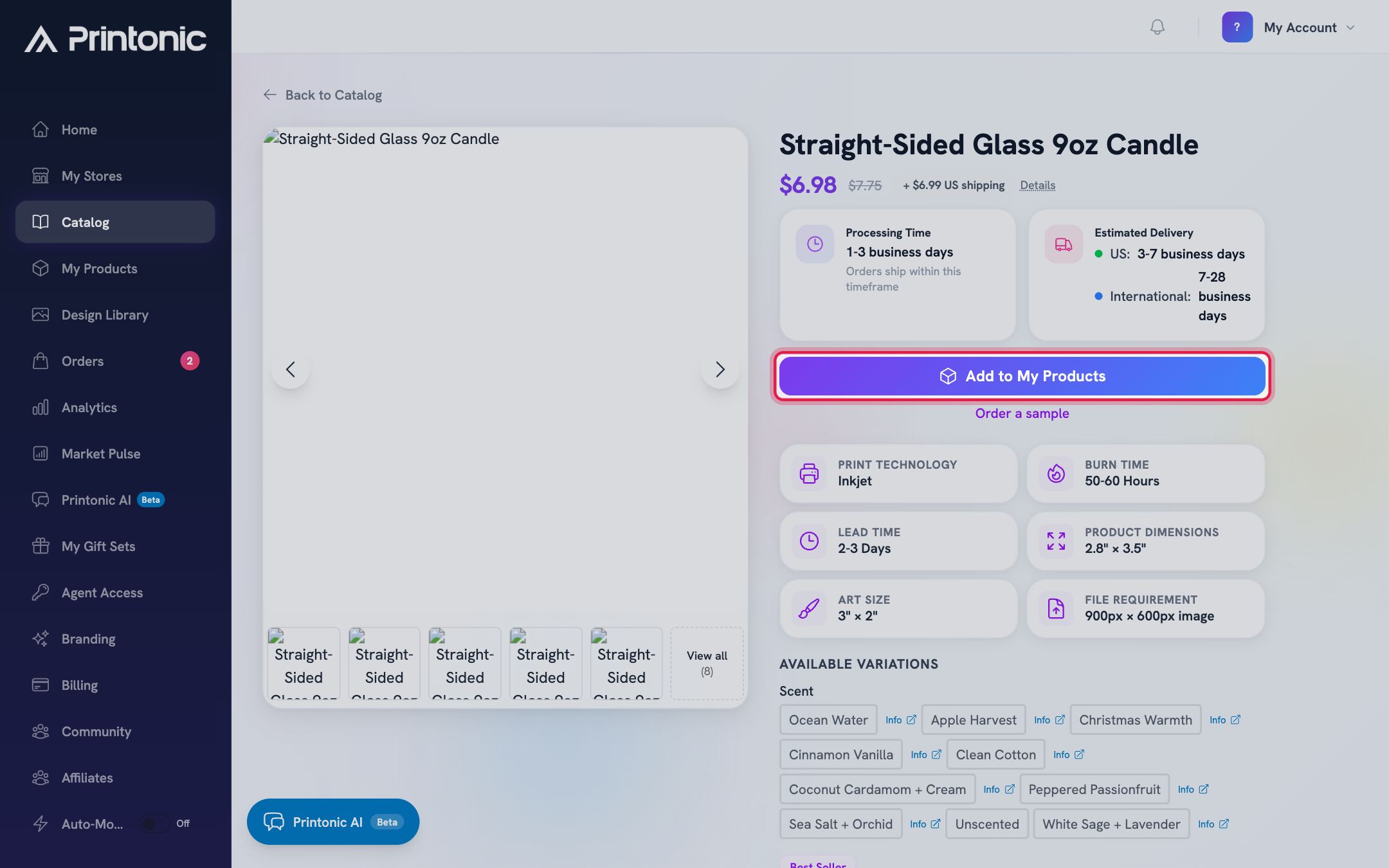 Step 2: Click Add to My Products