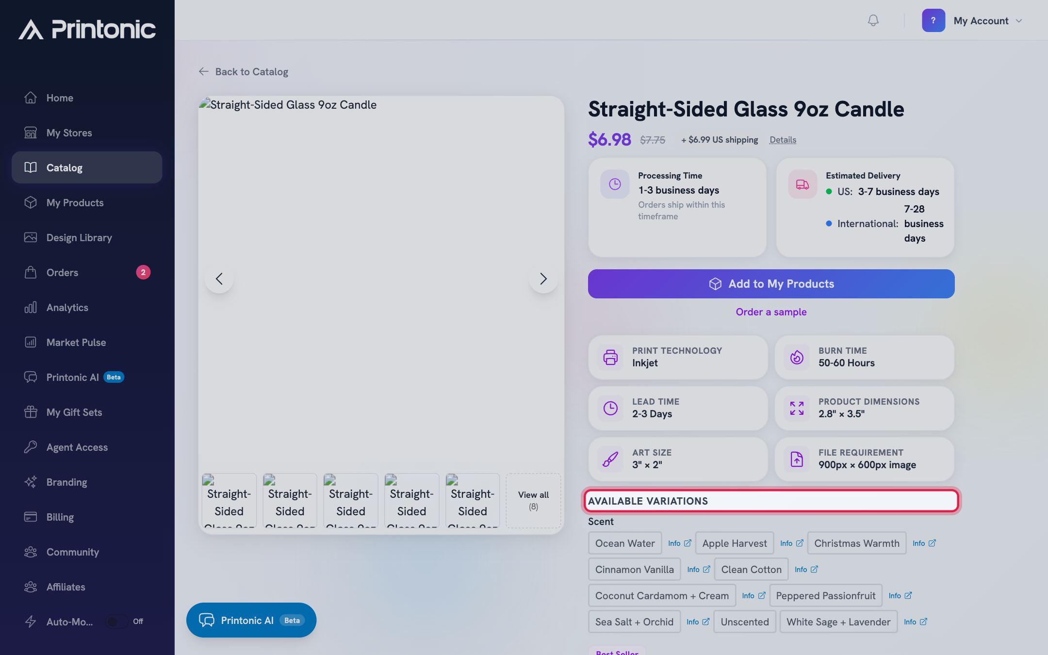 Step 7: Check the variations and their costs