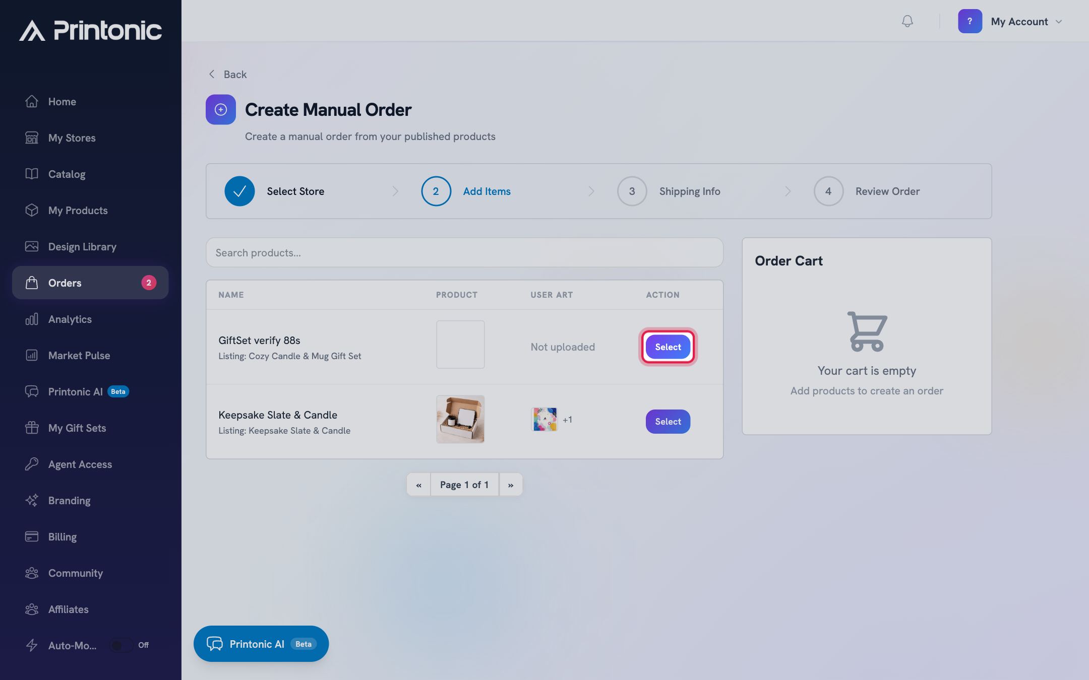 Step 3: Find the product you want to order