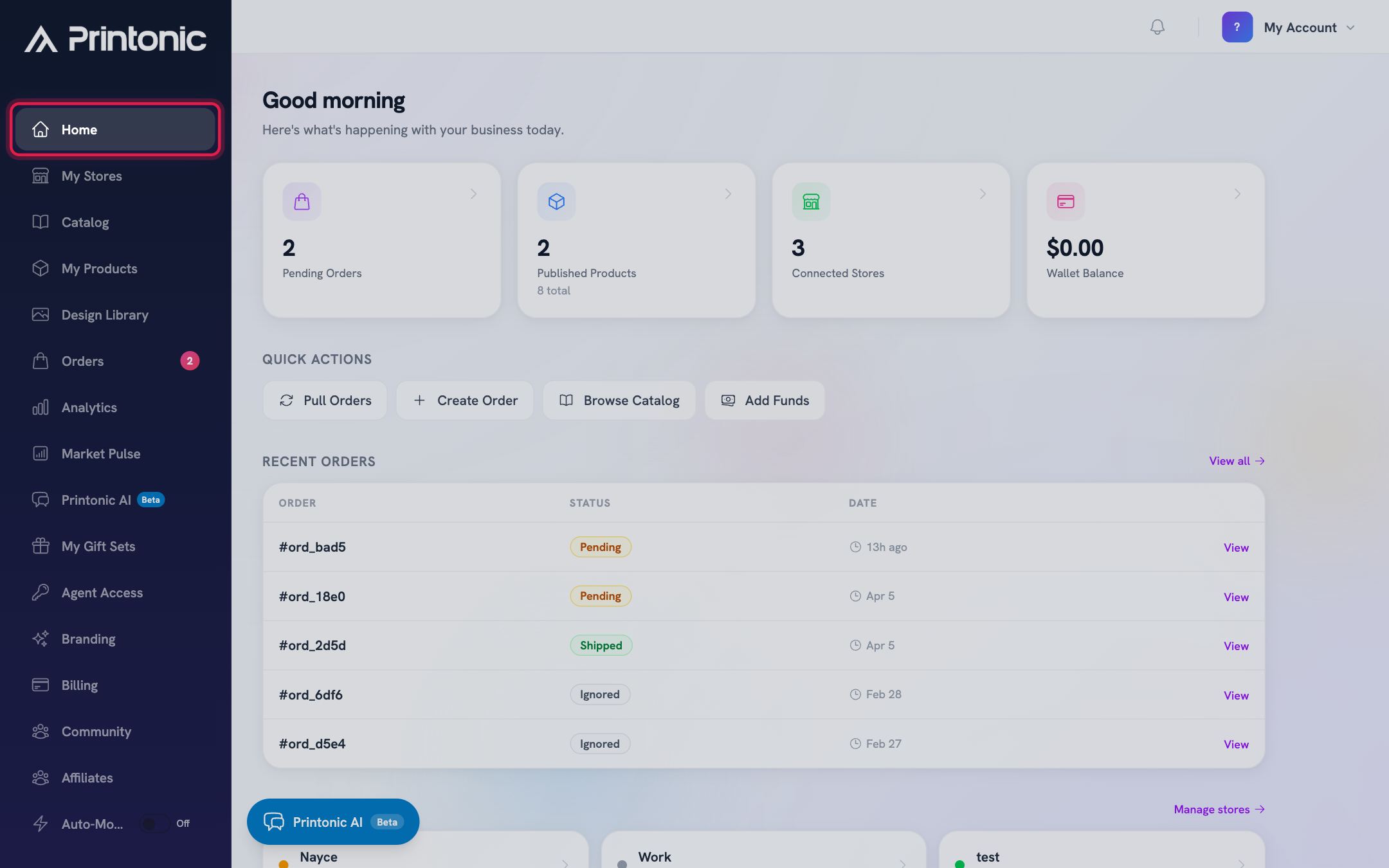 Step 1: Open your dashboard Home