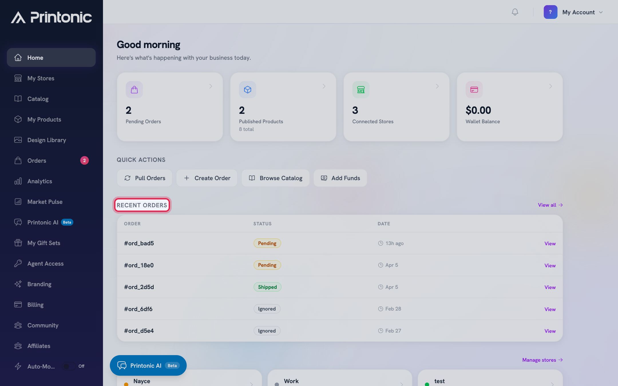 Step 6: Review your Recent Orders