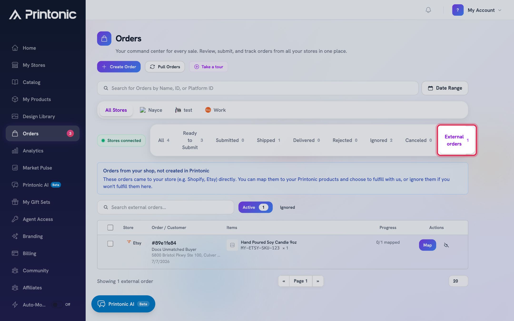 Step 1: Open the External orders tab