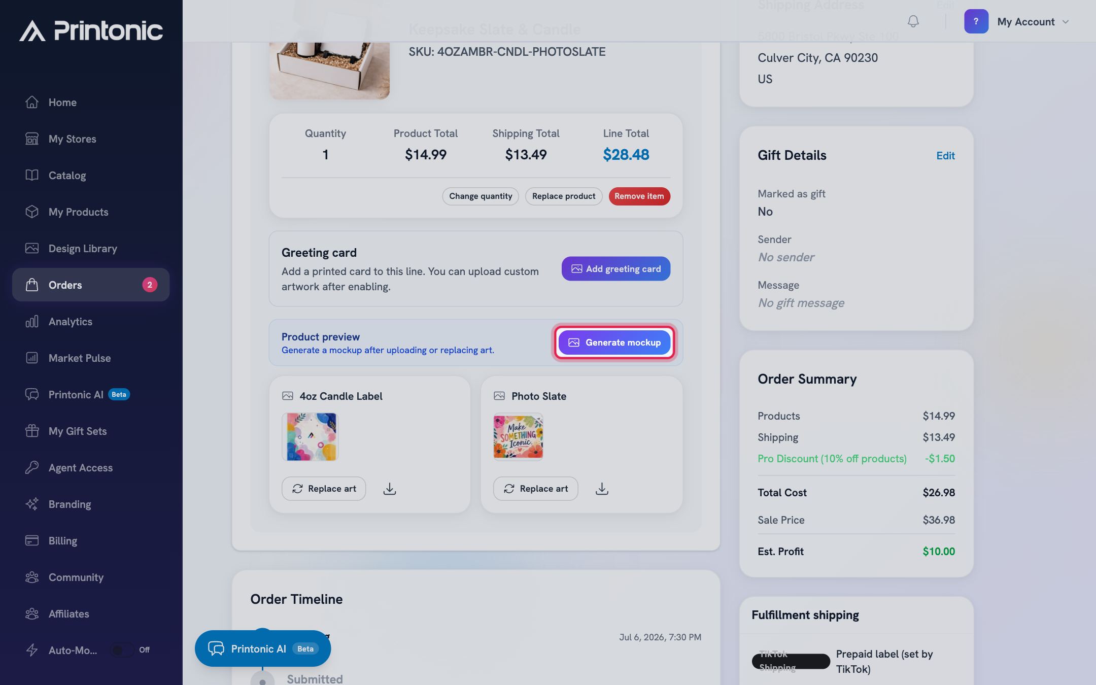 Step 9: Check the print and send the order