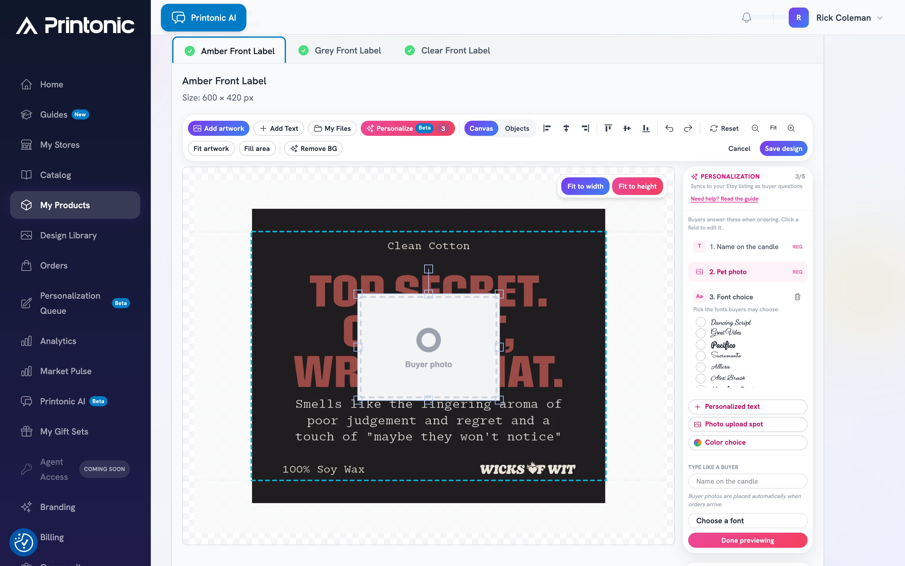 Step 5: Preview as buyer, typing test answers into your own questions
