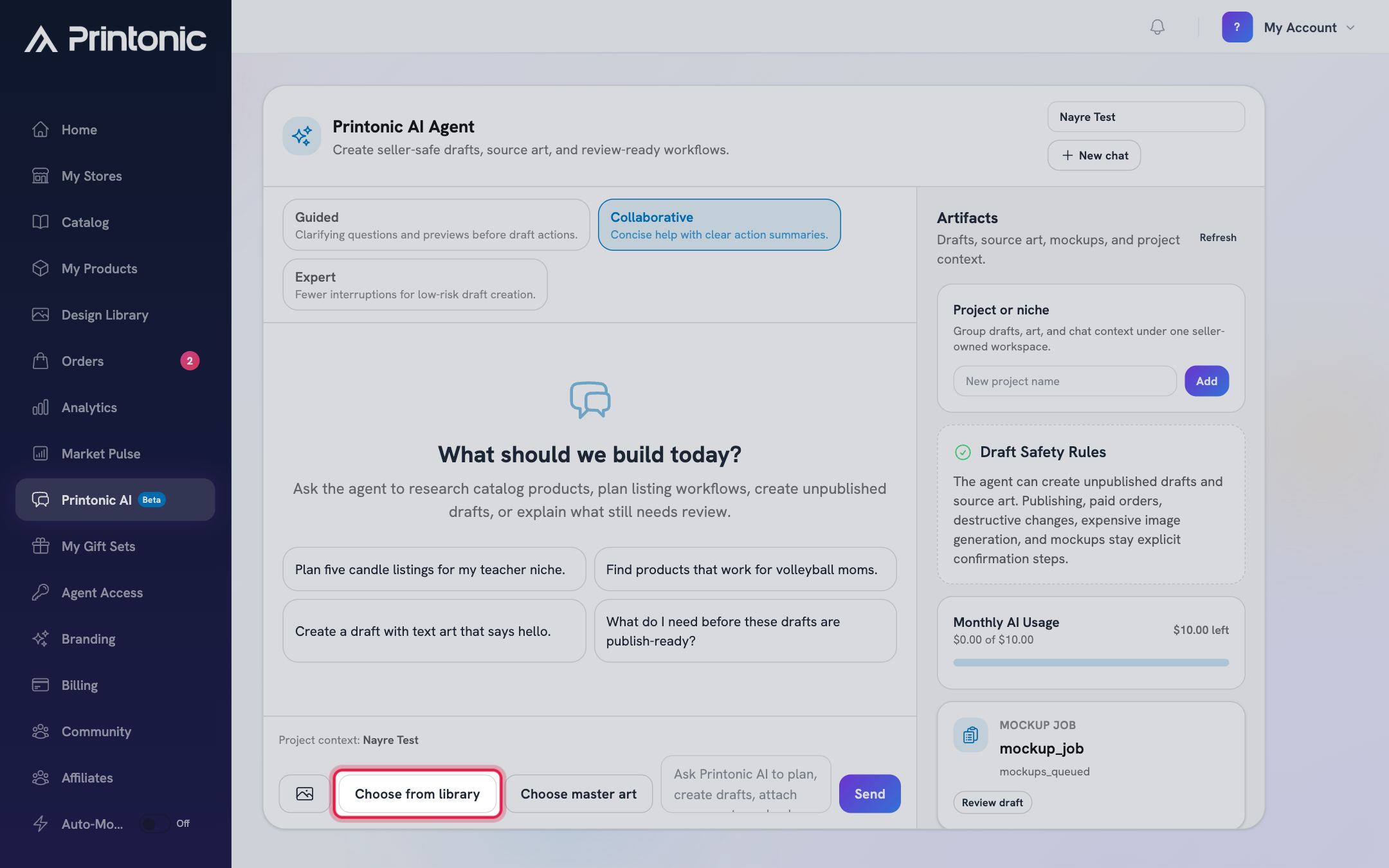 Step 4: Attach artwork for the agent to use (optional)