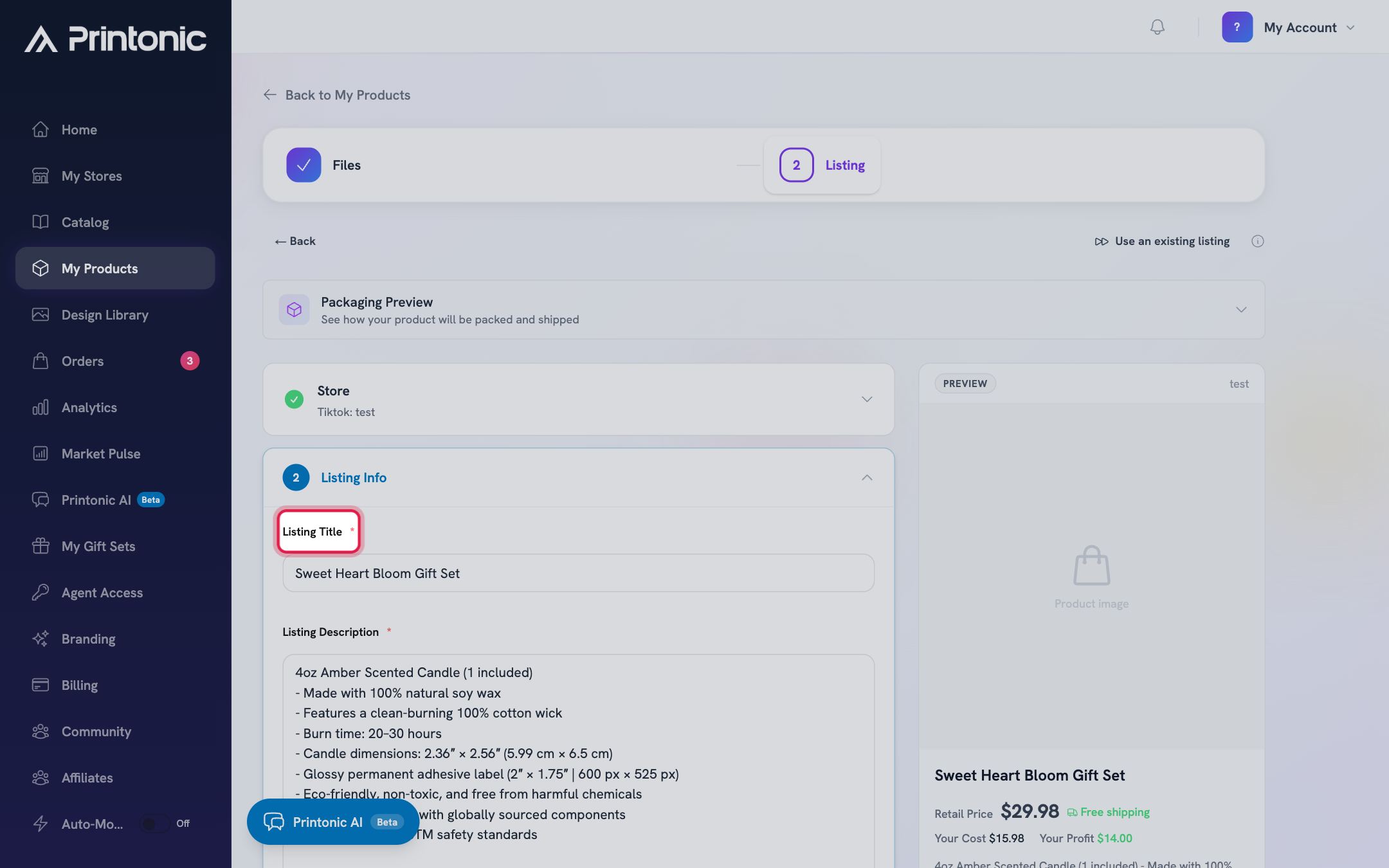 Step 5: Fill in Listing Info and Pricing
