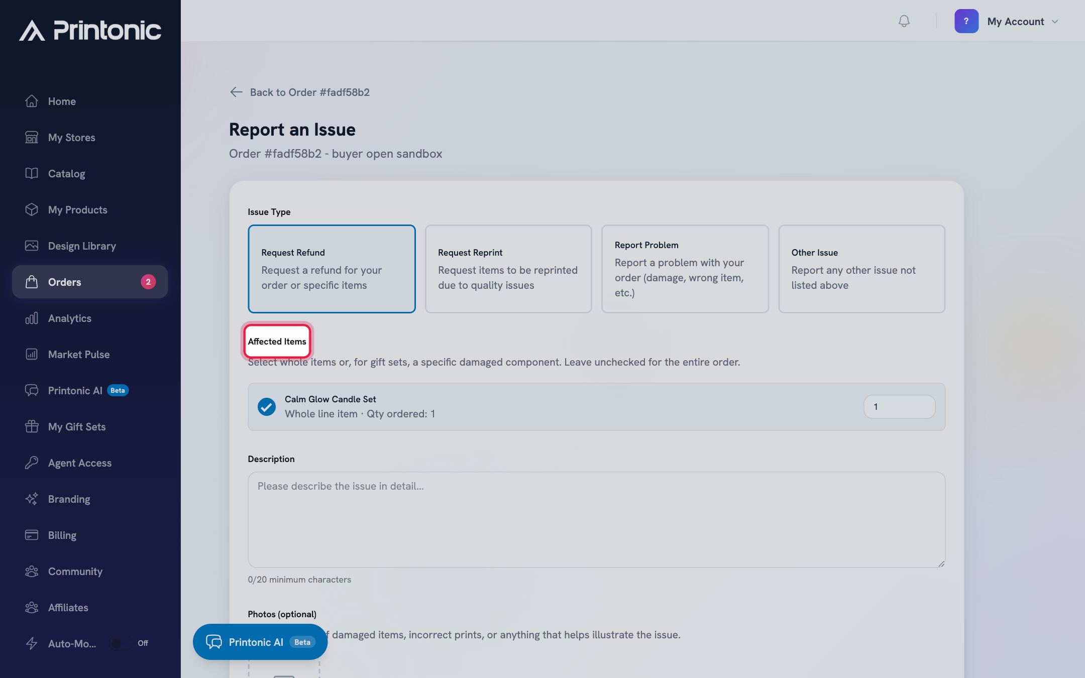 Step 4: Select the affected items