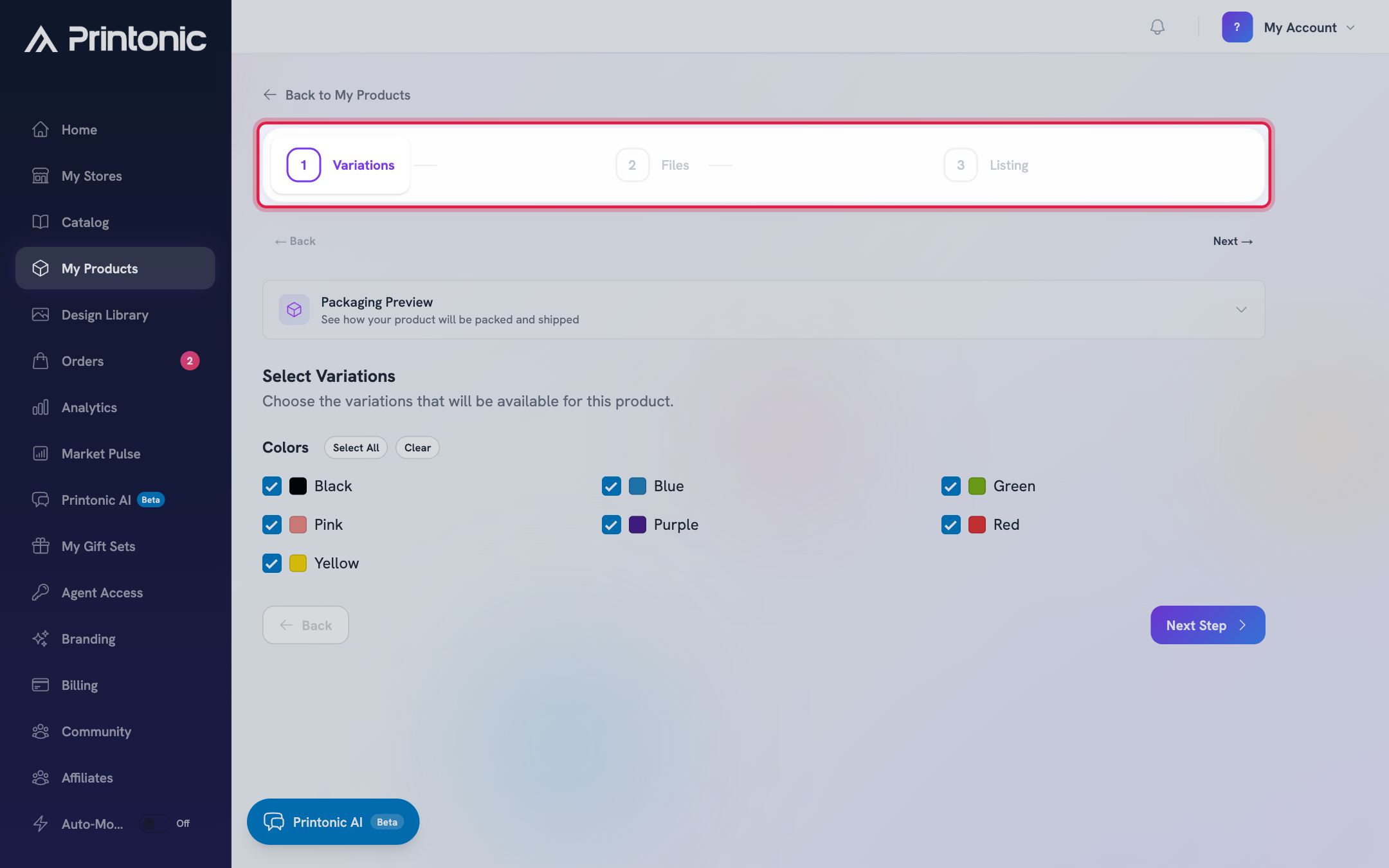 Step 1: Open your product setup