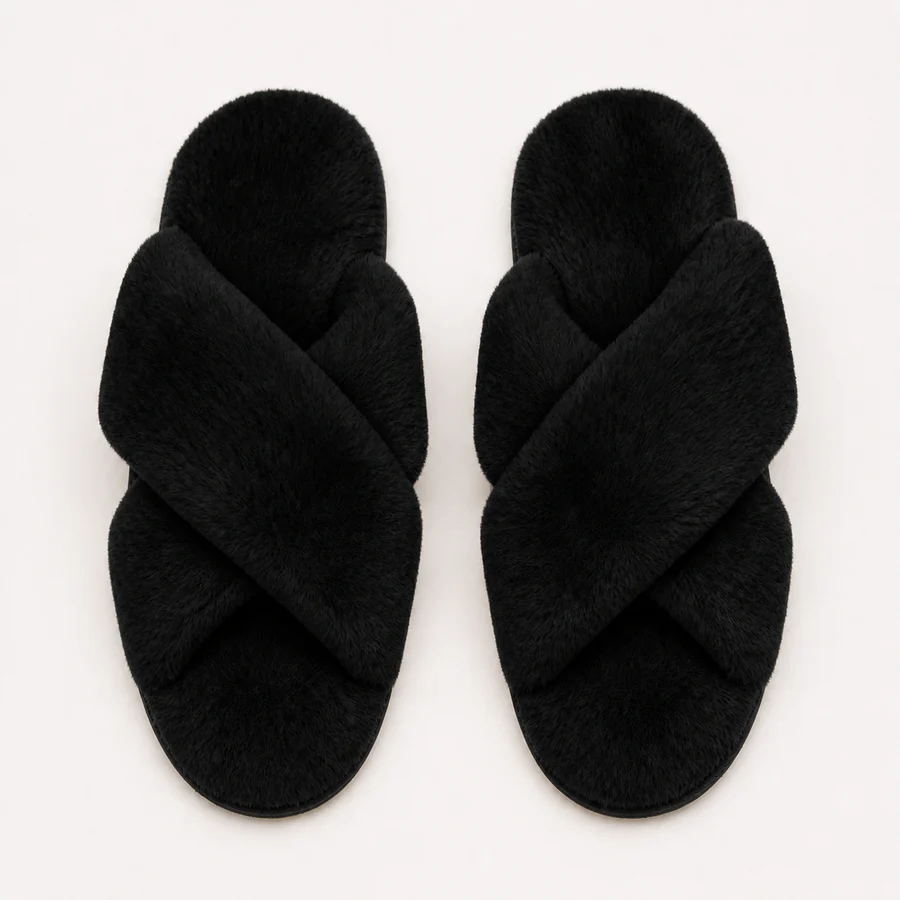 Black personalized glitter slippers