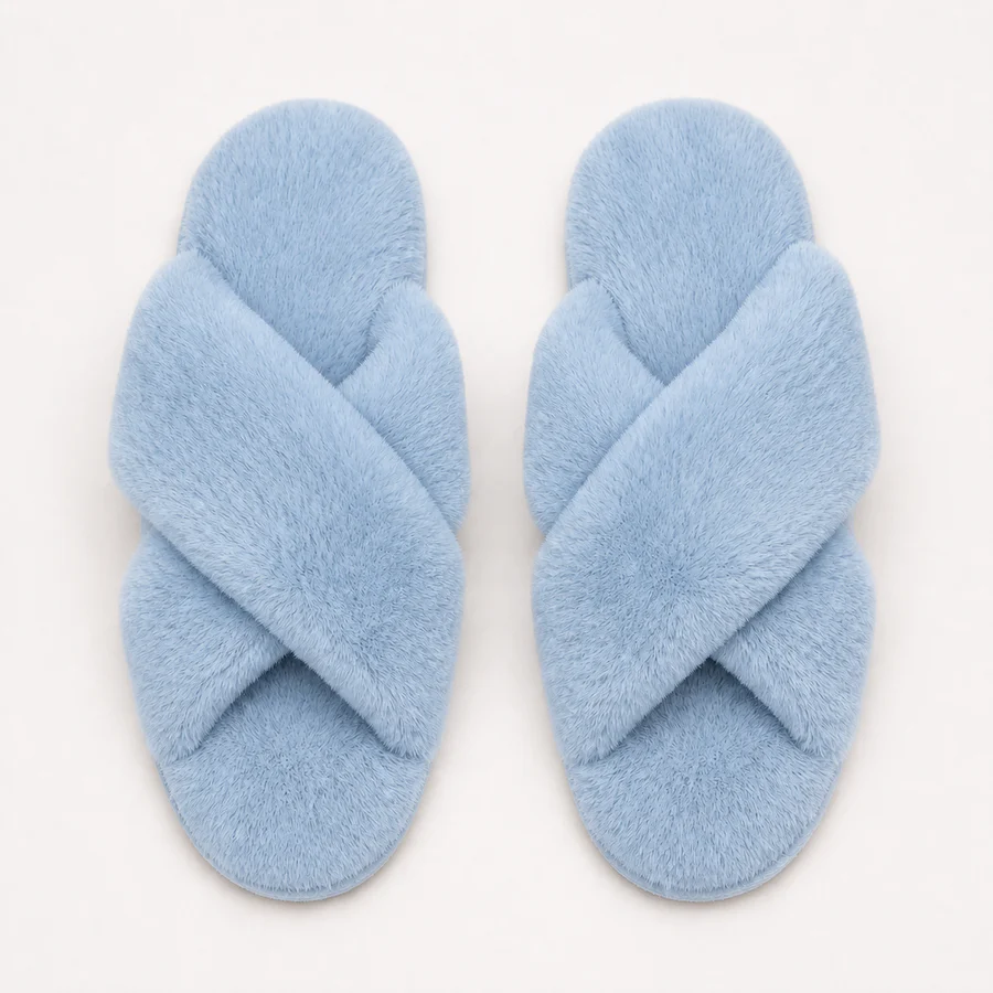 Blue personalized glitter slippers