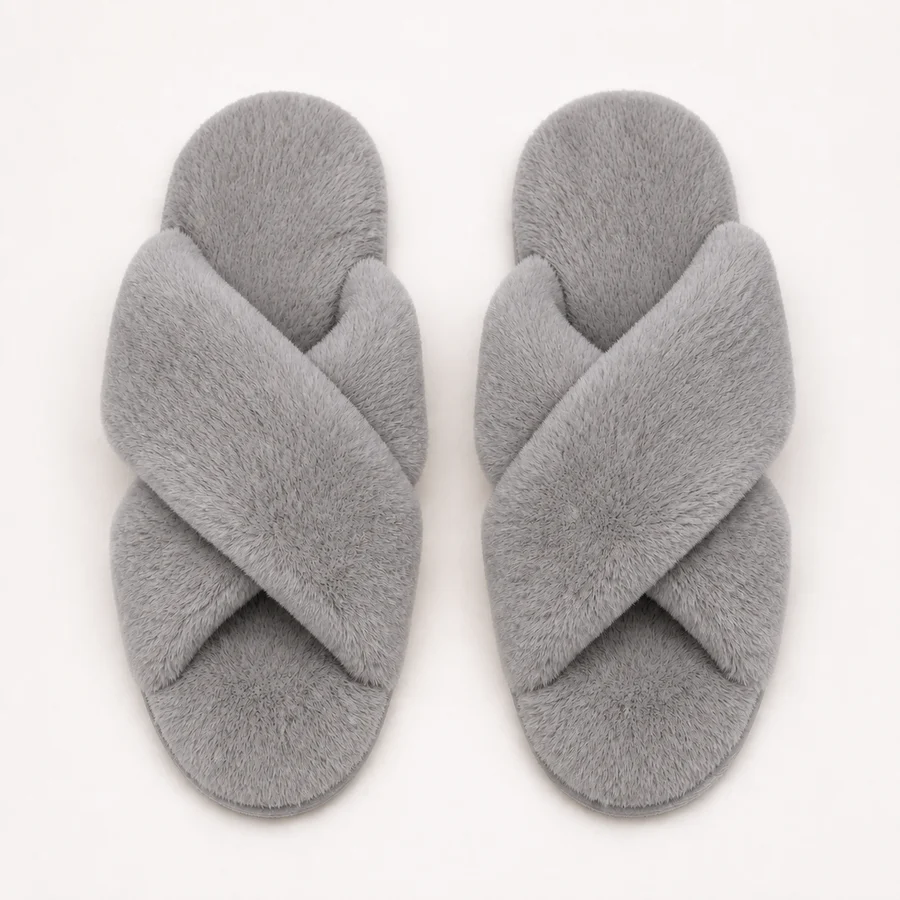 Gray personalized glitter slippers