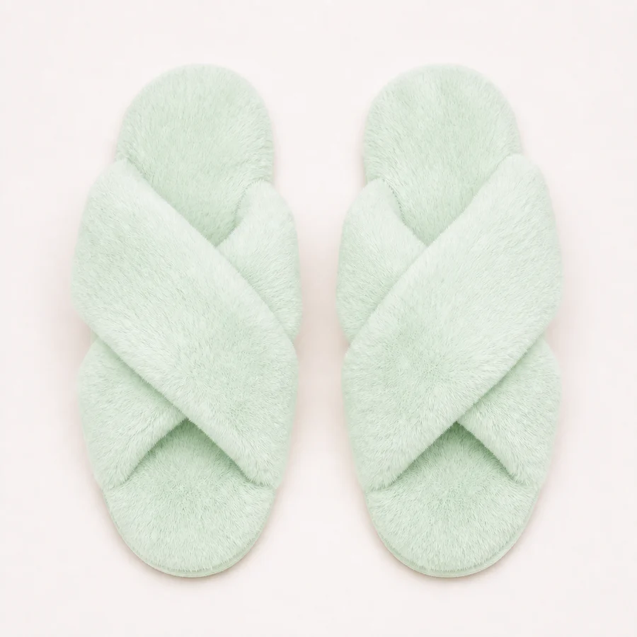Mint personalized glitter slippers
