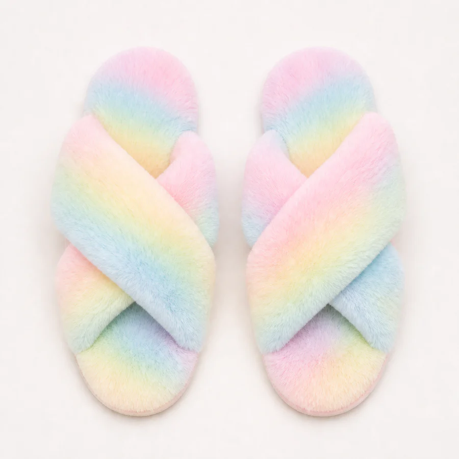 Rainbow personalized glitter slippers