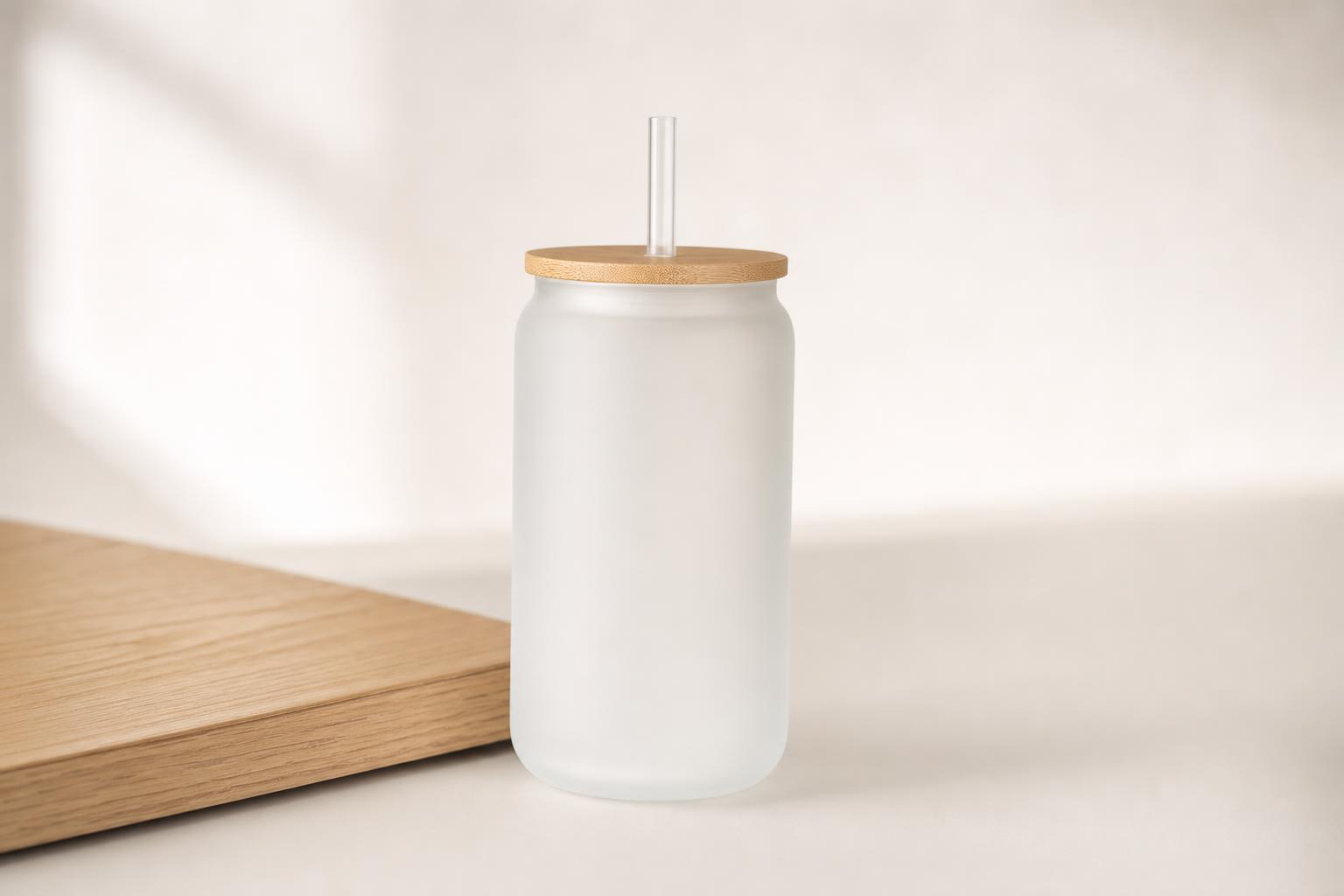 Frosted Glass Coffee Tumbler, 16oz