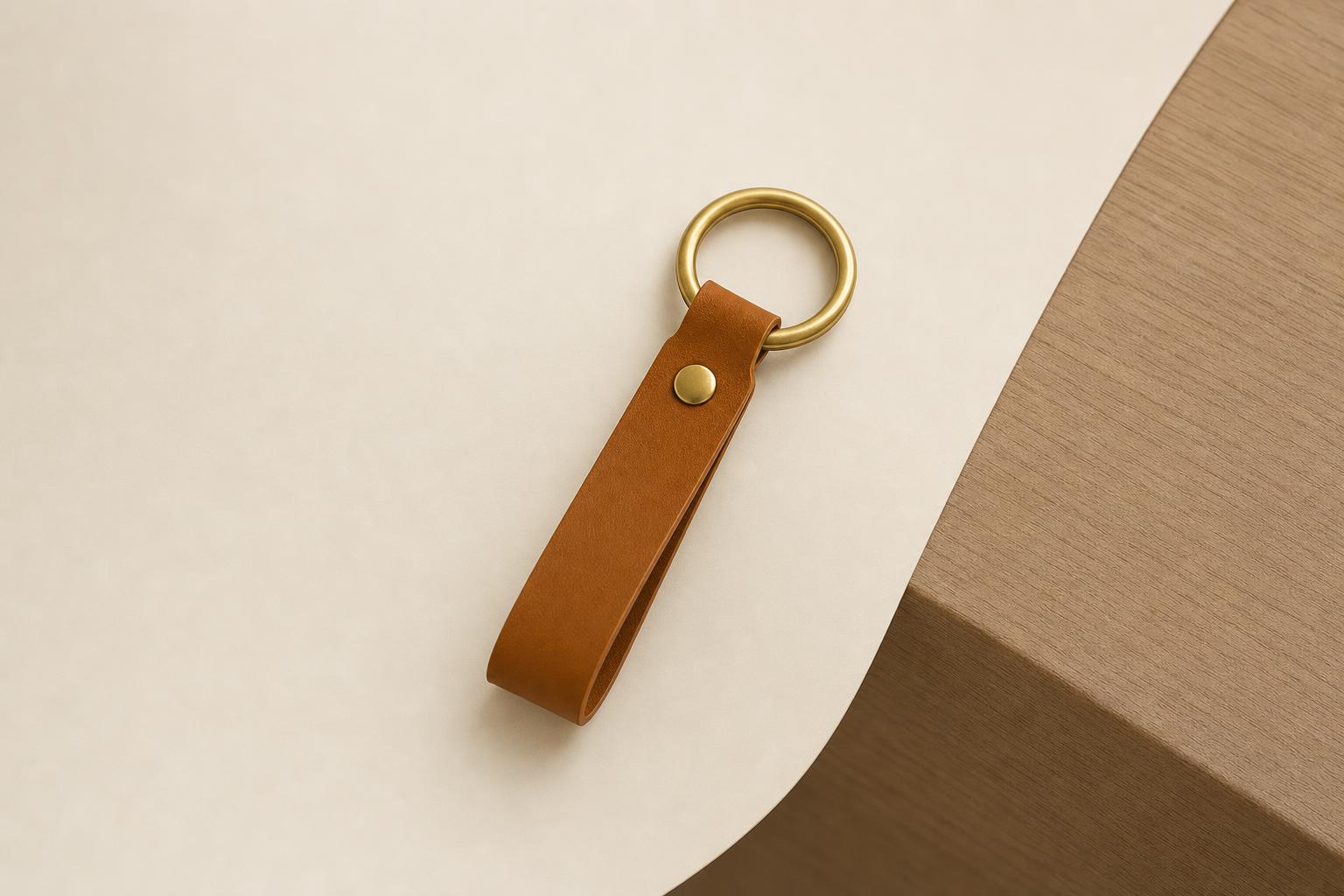 Rectangular Leather Keychain